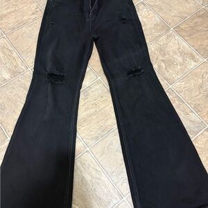 Women black risen jeans